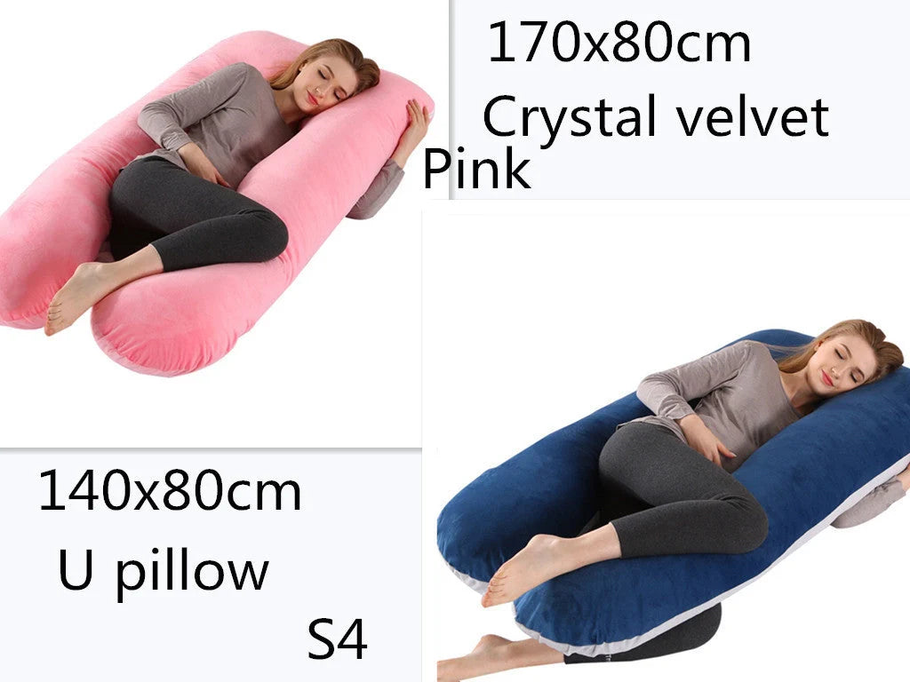 U-shape pregnancy pillow with removable pure cotton cover for support and comfort