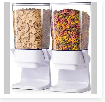Countertop cereal dispenser with chute opening and levers, 5.5 quart capacity, black colour