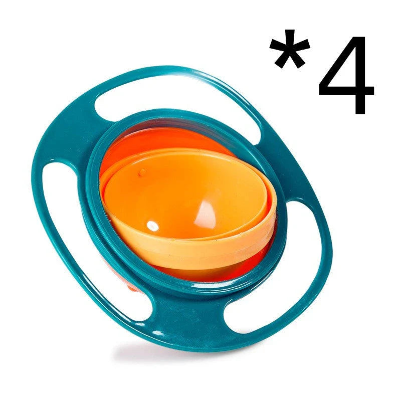 360 Rotate Universal Spill-proof Bowl for Babies in red, green, and blue