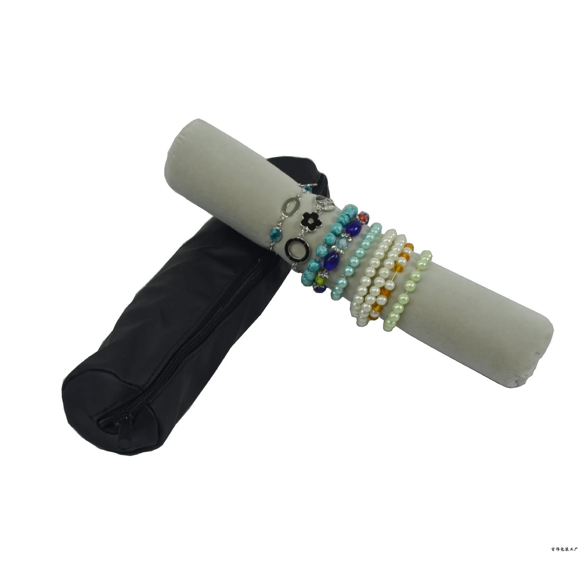 Polyester women's portable bracelet watch buggy bag dustproof storage pouch with velvet bracelet stick black velvet bag