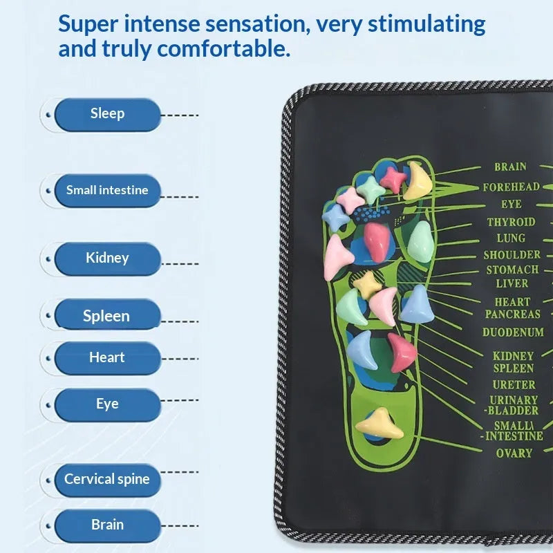 Health Path Cobblestone Foot Massage Mat 35x35cm PVC with English text on a floor indoors