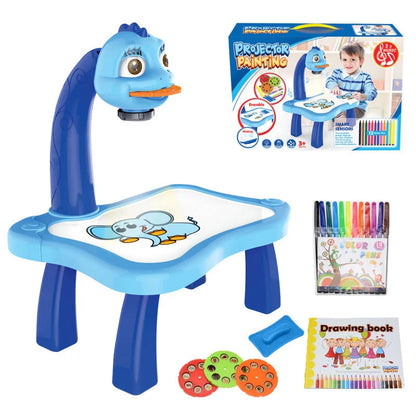 Children's magnetic projection drawing board with music function in blue and pink