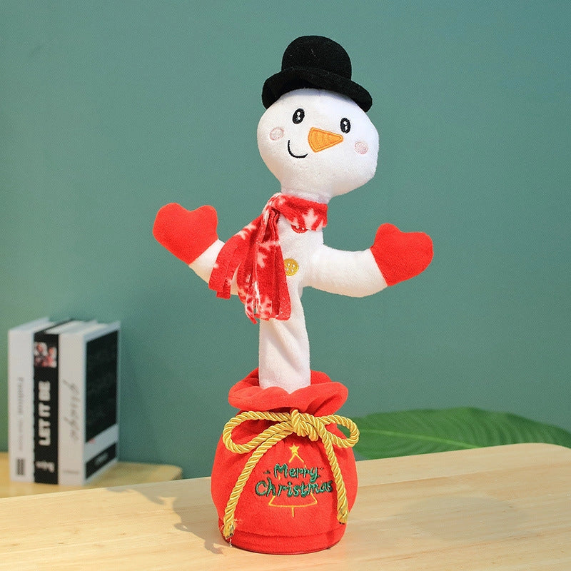 Interactive Christmas plush toy with singing and recording features