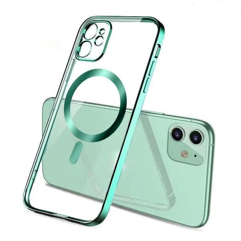 Electroplated magnetic suction silicone TPU back cover for iPhone in multiple colours