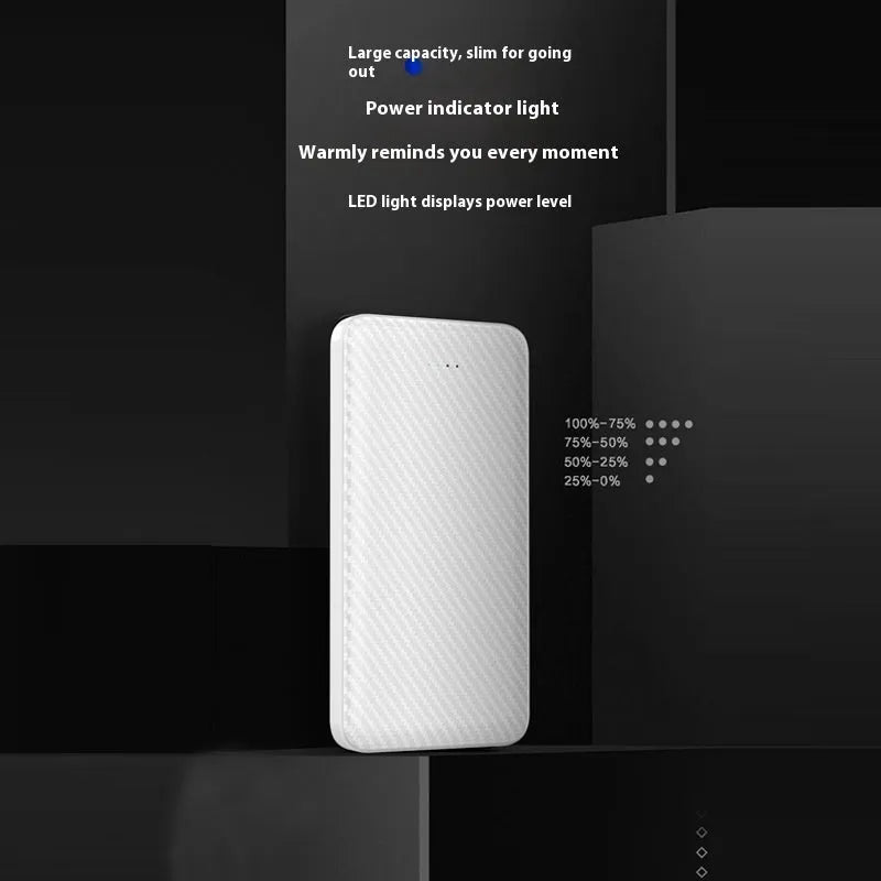 Black 20000 mAh power bank with multi-U port output and plastic shell