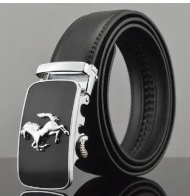 Men's automatic buckle leather belt in first layer cowhide with 3.5cm width