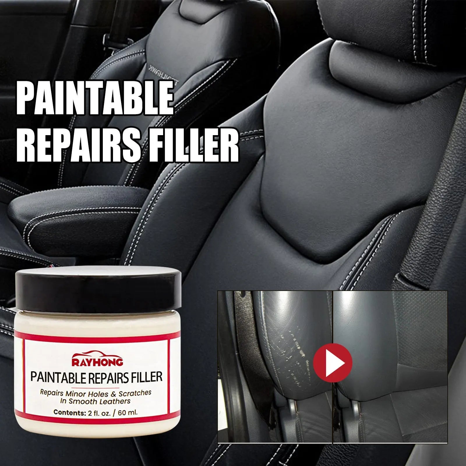 60ml leather repair paste container for car seat and furniture scratch restoration