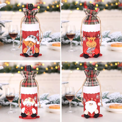 Festive Christmas wine bottle socks in vibrant holiday designs