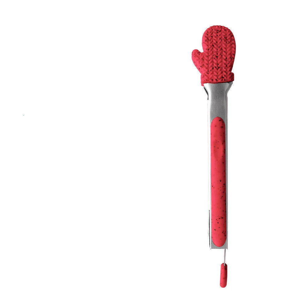 Christmas-themed silicone kitchen tongs set with heat resistance for safe cooking