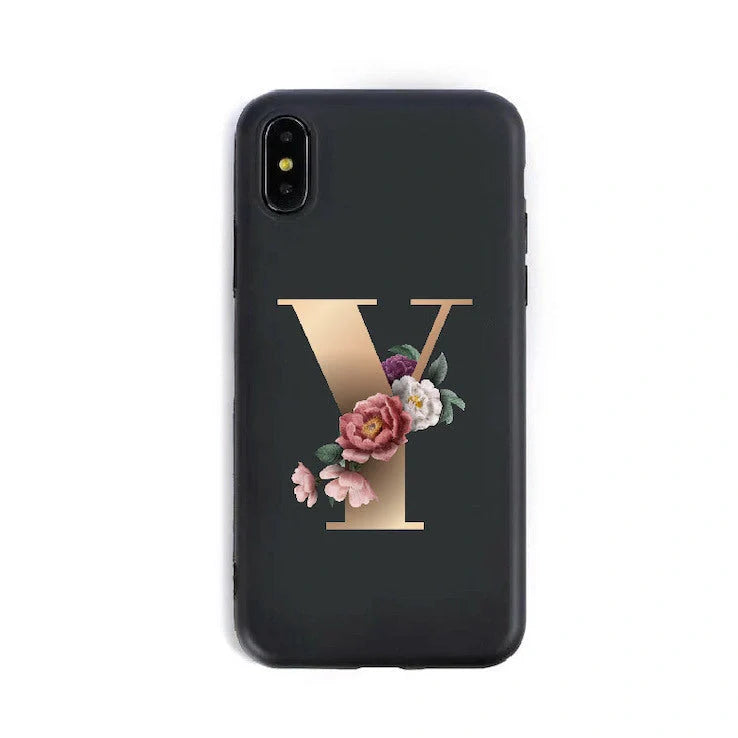 Alphabet silicone phone case showing individual letter design with TPU construction for iPhone protection