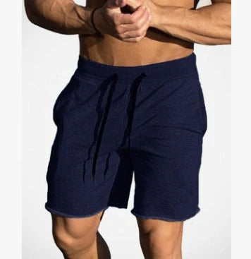 Men's cotton workout shorts in deep grey with elasticated waistband and adjustable drawstring