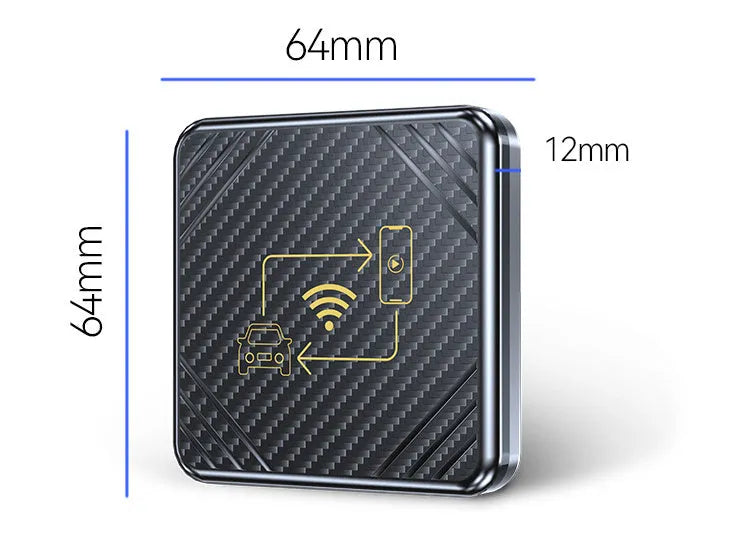 Wireless CarPlay box USB adapter in gold finish for factory car radios with Android Auto support