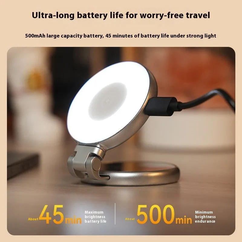 White mobile phone magnetic suction beauty fill light attached to smartphone for selfie lighting