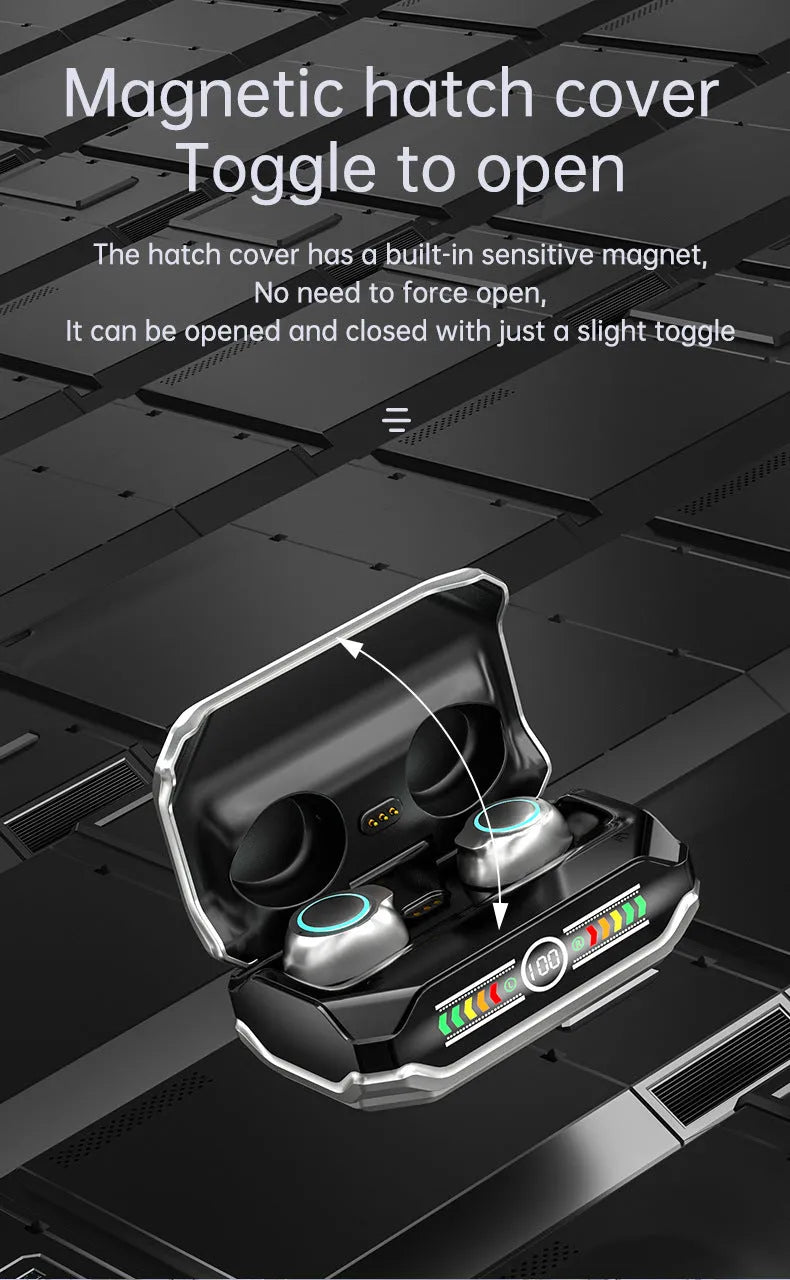 Touch Digital Display True Wireless Bluetooth headset in M43 E-sports silver with battery power screen