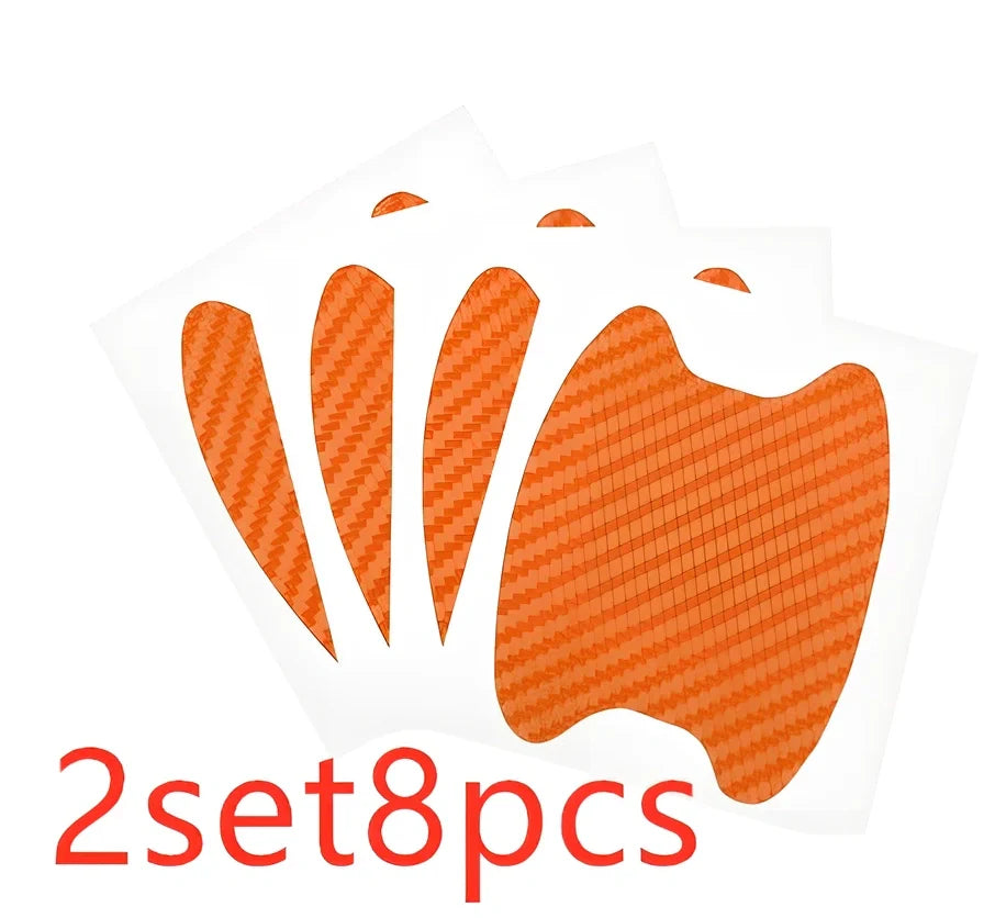 4-piece black carbon fibre car door handle stickers, 8.5 cm x 6.8 cm, scratch protection for vehicles