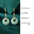 Hetian Jade gourd bracelet, Fu character necklace, and earrings set in 925 sterling silver.