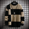 Thickened modal men's casual cardigan sweater coat in colour block design, loose fit, available in sizes M to 4XL