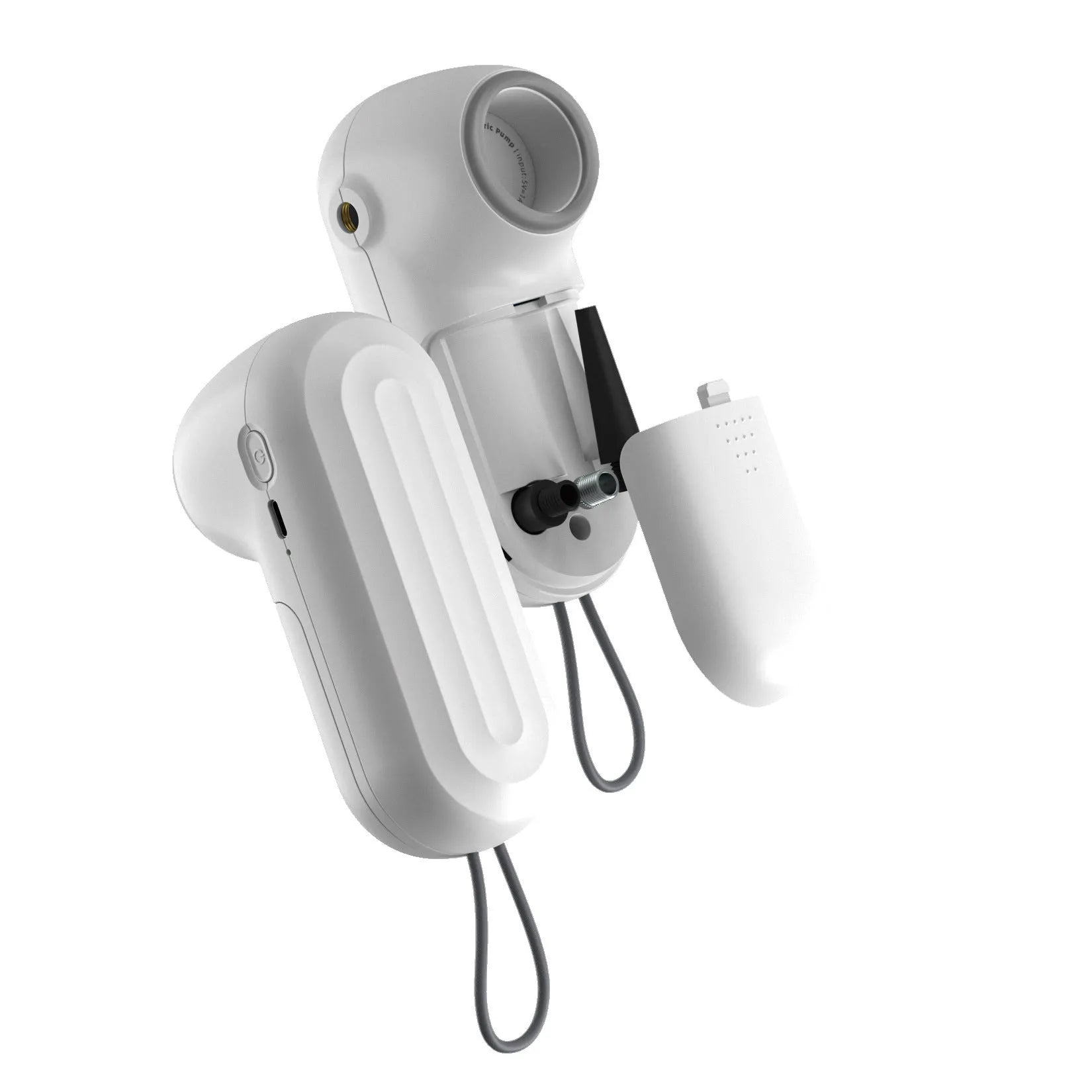 White ABS hand electric vacuum sealing machine with USB charging, compact size 54x63x132mm