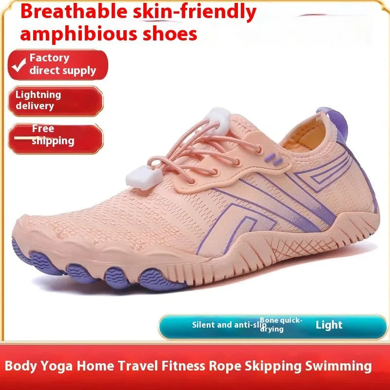 Women's anti slip quick dry five finger river tracing shoes with Lycra upper and rubber outsole in black
