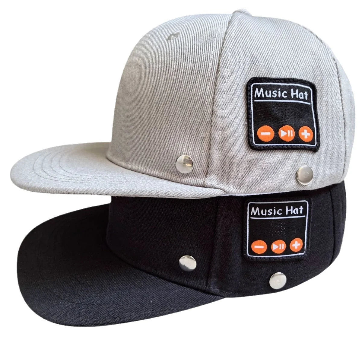 Bluetooth-compatible music hat for tennis in black and light grey with adjustable fit