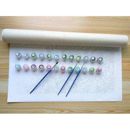 DIY digital oil painting 40×50cm on canvas with paintbrushes and hooks