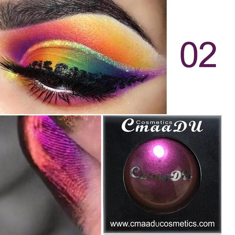 Chameleon Light Change Eyeshadow Palette showing colour transformations under different lighting conditions
