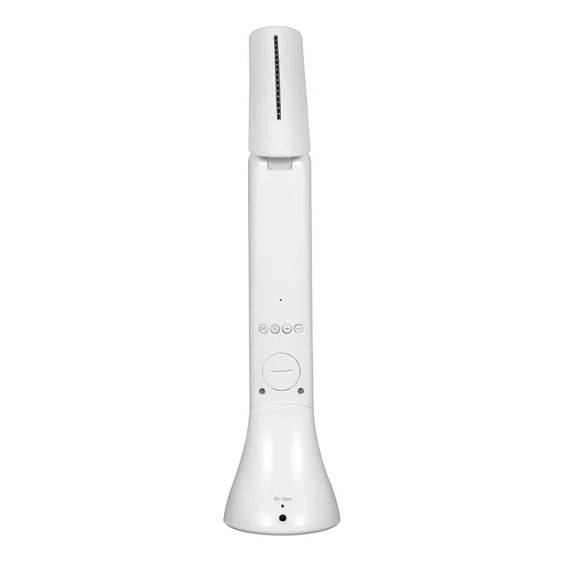 Adjustable LED desk lamp with touch control and built-in alarm clock