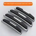 Black plastic silicone car door bumper protection strips, four-piece set showing dimensions.