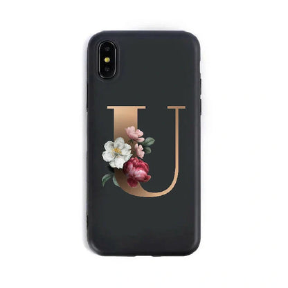 Alphabet silicone phone case showing individual letter design with TPU construction for iPhone protection