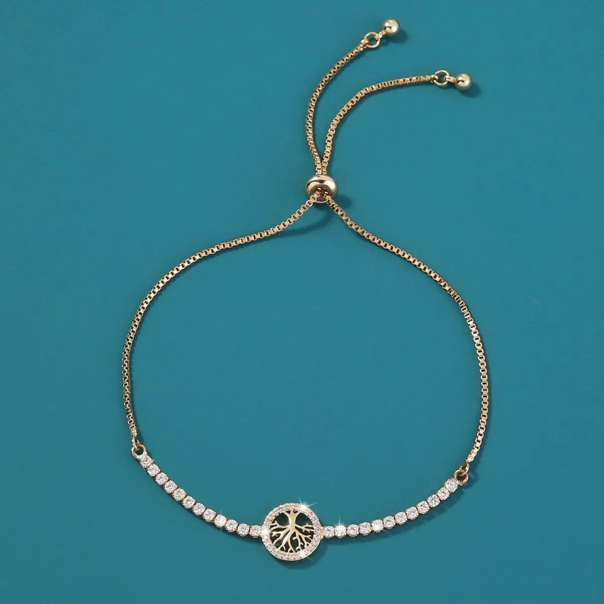 Lucky Tree Element Zircon Bracelet for women in electroplated metal with decorative elements