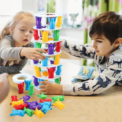 Colorful penguin-themed balance toy game for young Kiwi kids, featuring stacking and toppling challenge