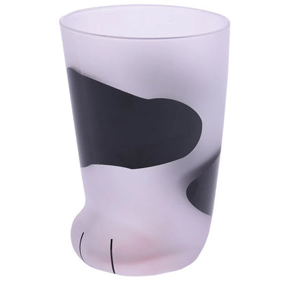 Heat-resistant glass cat paws mug with frosted texture, 300ml capacity