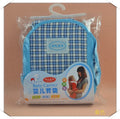 Multifunctional baby carrier in blue with double shoulder straps and backpack style.