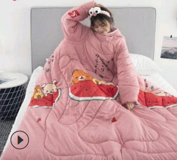 Winter Lazy Quilt with Sleeves in various colours, perfect for indoor warmth and comfort