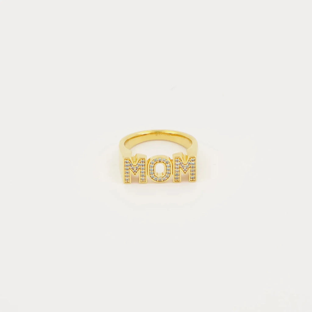 Copper open mouth ring with electroplated finish, six colour options including pink diamond gold and blue diamond silver, letter motif