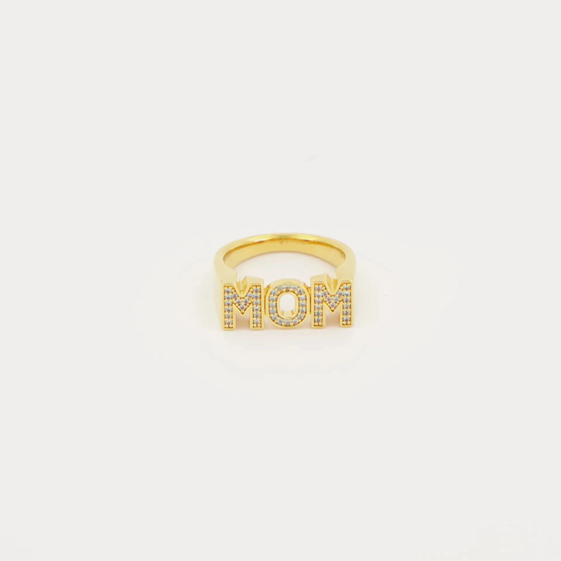 Copper open mouth ring with electroplated finish, six colour options including pink diamond gold and blue diamond silver, letter motif