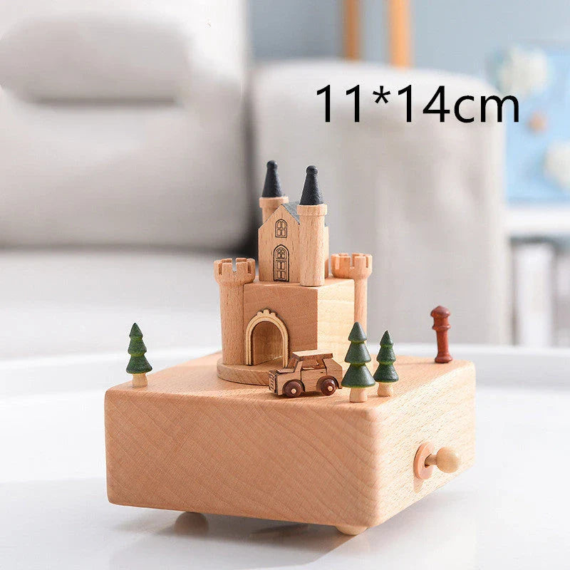 Innovative rotating wooden music box with Yunsheng movement, European-style design