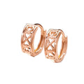Love Glossy Hollow Ear Clip in rose gold copper electroplated earrings on display