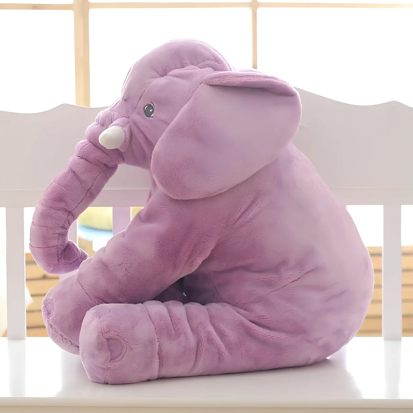 Soft 60cm grey elephant plush toy pillow with PP cotton filling for children's calming, in various colours like blue and pink