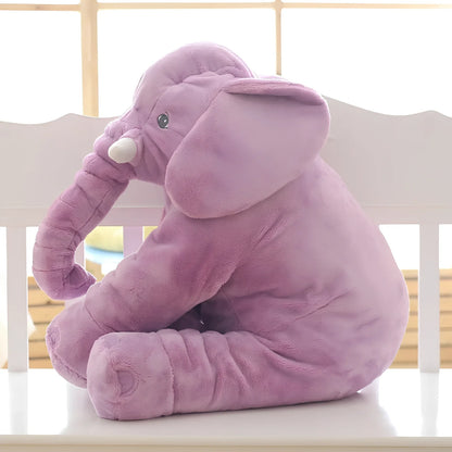 Soft 60cm grey elephant plush toy pillow with PP cotton filling for children's calming, in various colours like blue and pink