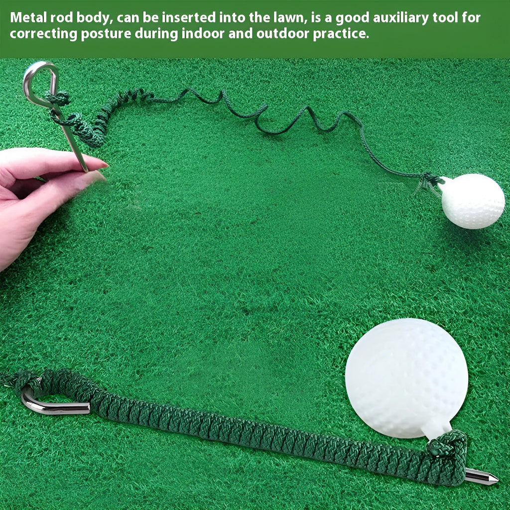 Portable golf swing practice rope ball with plastic construction for outdoor training