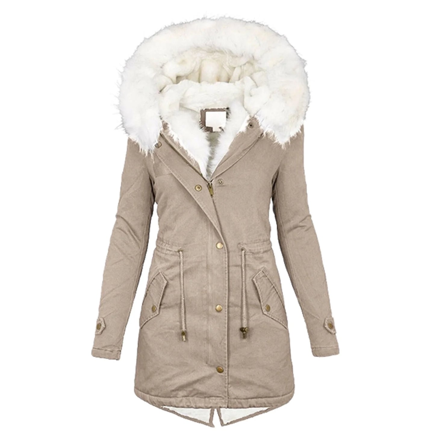 Women's cotton padded jacket with white collar, available in multiple colours and sizes
