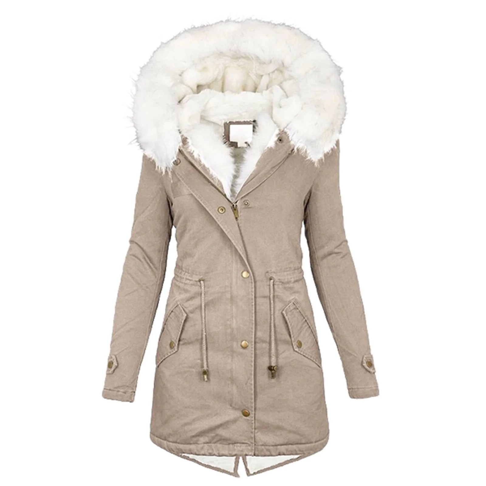 Women's cotton padded jacket with white collar, available in multiple colours and sizes