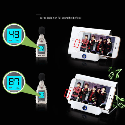 Compact subwoofer in pink, white, blue, and black with automatic induction sound