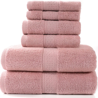 Pure cotton absorbent towel set in bamboo green, showing 140x70cm bath, 33x73cm hand, and 33x33cm square towels