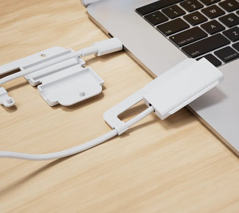 White thickened anti-electric shock protective sleeve for children's safety on a data cable