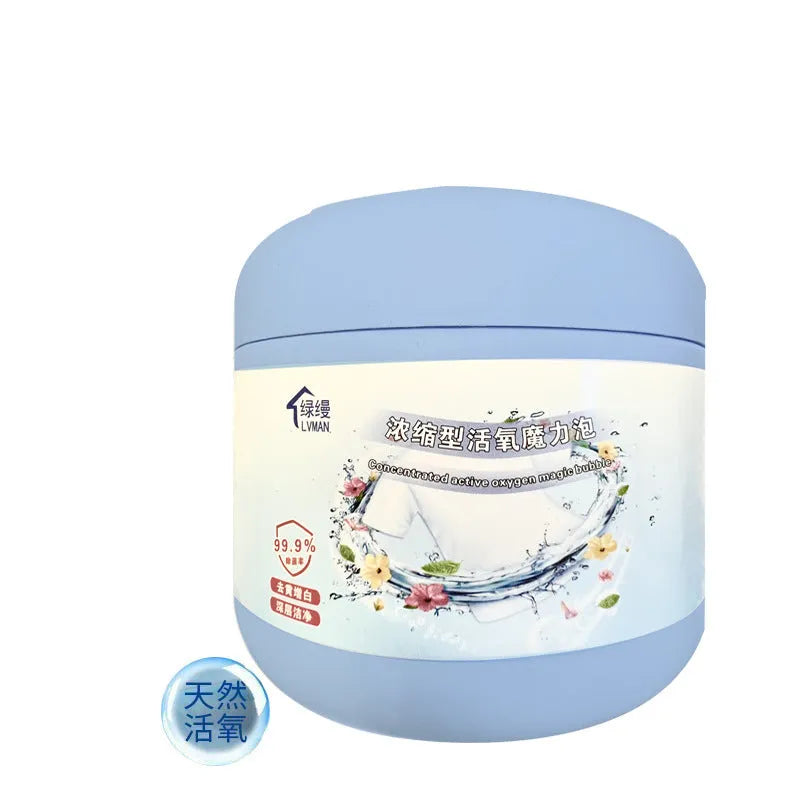 400g bottle of active oxygen bleaching powder for laundry stain removal.