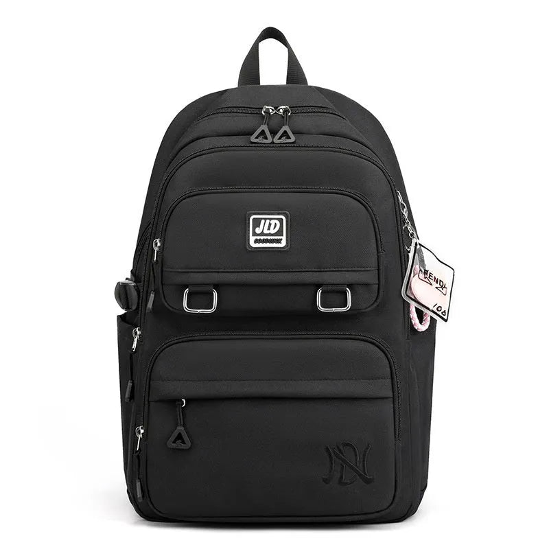 Girls' large capacity nylon school backpack with physiological curve backplate in multiple colour and pattern options