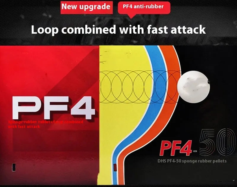 Fast Attack Sticky PF4-50 table tennis racket with anti-rubber in red or black, thick or medium thick options.