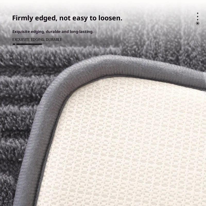Solid colour woven polyester bathroom non-slip floor mat in beige, gray, white; sizes 40x60cm, 50x80cm, 60x90cm